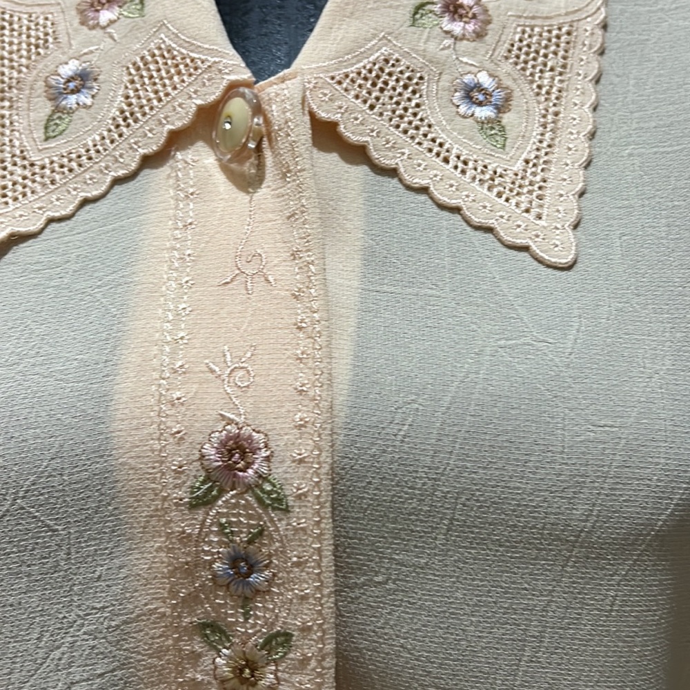 Women's Embroidered Floral Olive Button-Down Shirt